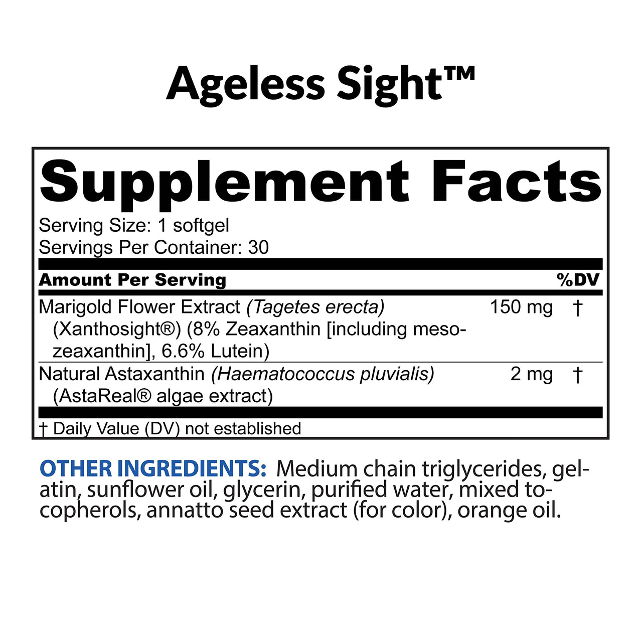 BioTRUST Ageless Sight, Blue Light Protection, Promotes Optimal Eye Health, Visual Performance and Brain Health, Support for Digital Eye Strain, Non-GMO, Gluten-Free, 30 Soft gels
