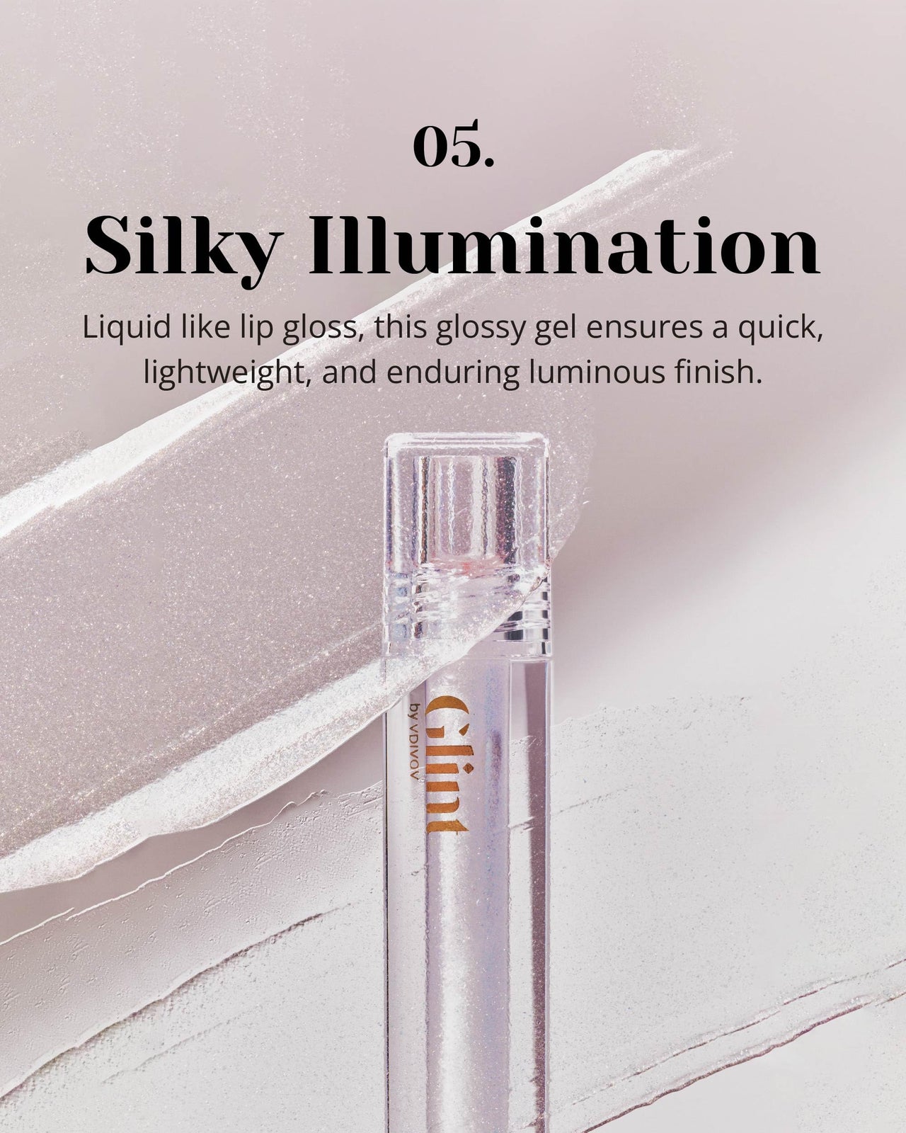 Glint Liquid Gel Highlighter (Dewy Moon, 0.1oz) - Multi-Use Face & Body Gloss for Smooth Glow, Long-Lasting Illuminator Balm for Healthy Radiance. Korean Makeup. Eyes, Cheeks