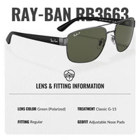 Thumbnail for Ray-Ban RB3663 Polarized Square Shape Sunglasses for Men and Women- Timeless Classic Sun Glasses with Modern Elegance - Premium UV Protection & Polarized Lenses - Designer Men's and Women's Sunglasses