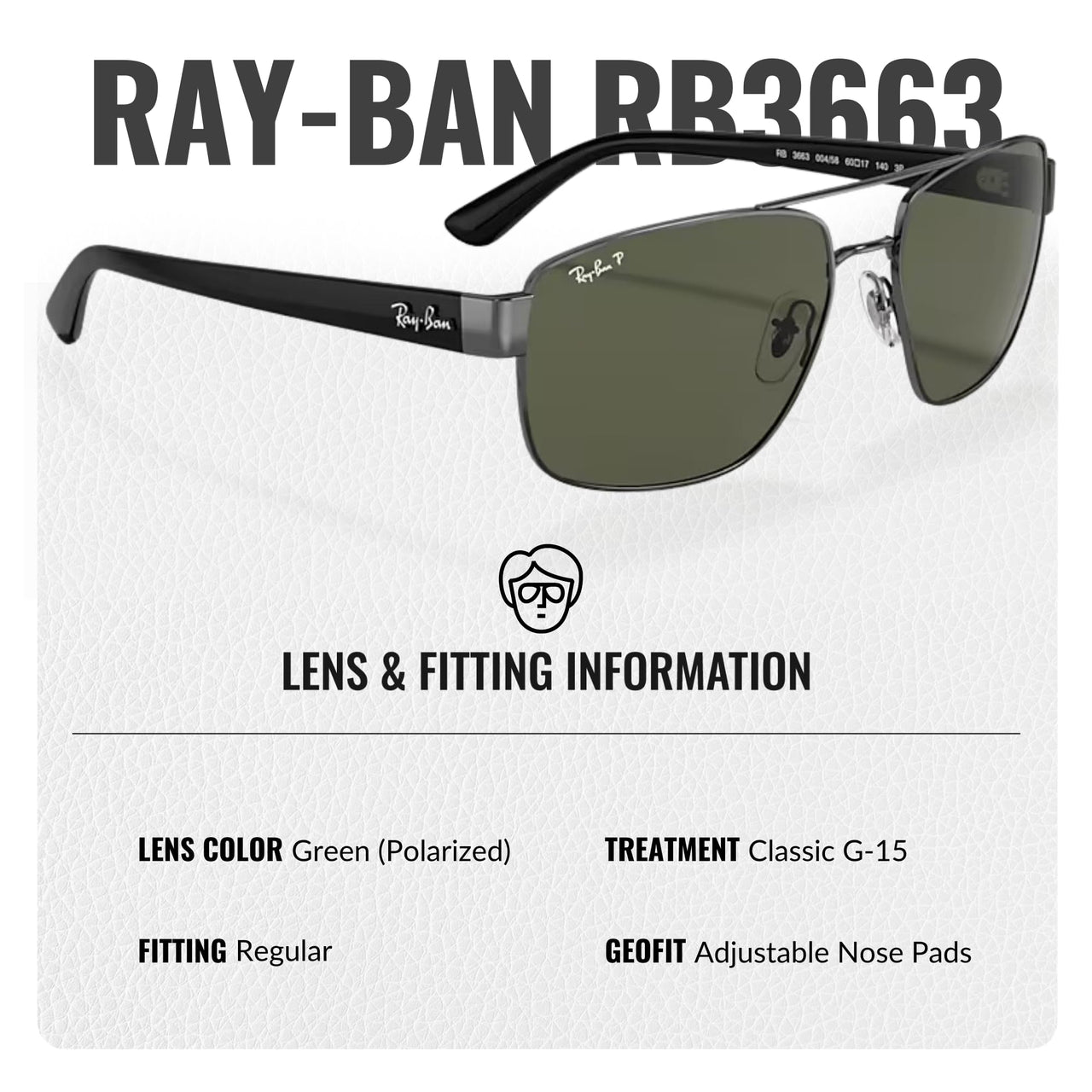 Ray-Ban RB3663 POLARIZED Square-Round Shaped Sunglasses for Men & Women – Includes Official Rayban Eyewear Kit – Ideal Formal & Casual Wear Sunglasses – G-15 Green Lens