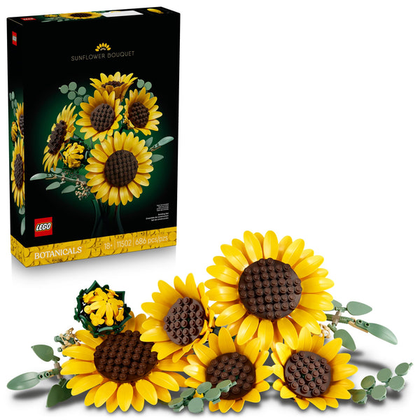 LEGO Botanicals Sunflower Bouquet Building Set for Adults, Ages 18+ - Gift for Birthdays - Artificial Flowers for Home Office, Bedroom or Desk Decor - 11502