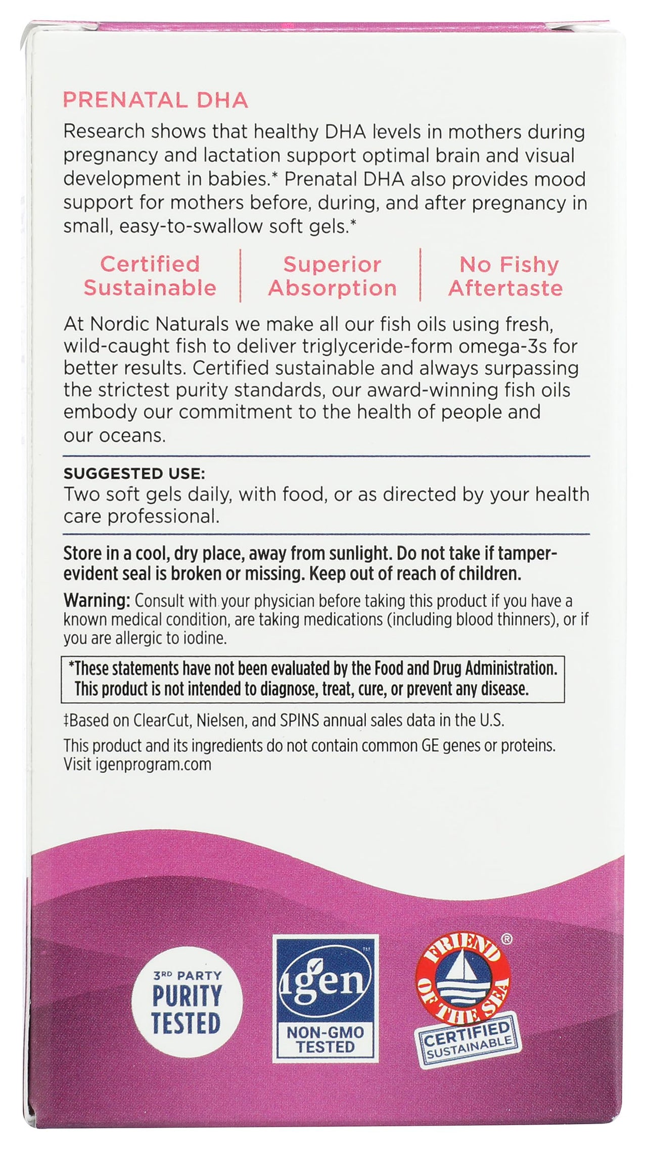Nordic Naturals Prenatal DHA, Unflavored - 830 mg Omega-3 + 400 IU Vitamin D3 - 90 Soft Gels - Supports Brain Development in Babies During Pregnancy & Lactation - Non-GMO - 45 Servings