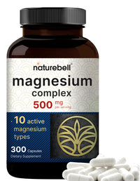 Thumbnail for Magnesium Complex 500mg, 300 Capsules | 10-in-1 Magnesium Glycinate, Citrate, Malate & More | Chelated Form for Easy Absorption | Non-GMO