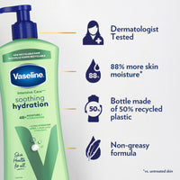 Thumbnail for Vaseline Intensive Care Body Lotion for Dry Skin Soothing Hydration Lotion Made with Ultra-Hydrating Lipids + 1% Aloe Vera Extract to Refresh Dehydrated Skin 20.3 oz, Pack of 3