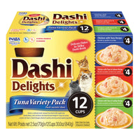 Thumbnail for INABA Dashi Delights for Cats, Shredded Chicken with Bonito Flake Broth, 2.5 Ounce Cup, 12 Cups Total, Tuna Variety