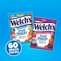 Thumbnail for Welch's Fruit Snacks, Mixed Fruit & Berries 'N Cherries Variety Pack, Great for School Lunches, Bulk Pack, Individual Single Serve Bags, 0.8 oz (Pack of 60)