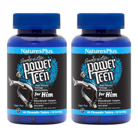 Thumbnail for NaturesPlus Source of Life Power Teen for Him, Wild Berry - 60 Chewable Tablets, Pack of 2 - High Potency Teenage Multivitamin - Gluten Free, Sugar Free - 60 Total Servings