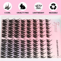 Thumbnail for Fyonas Lash Clusters Manga Eyelash Clusters Spiky Cluster Eyelash Extensions 80Pcs C Curl Individual Lashes Volume Anime Lash Clusters with Thin Band Cosplay Lashes DIY at Home (Cutey)
