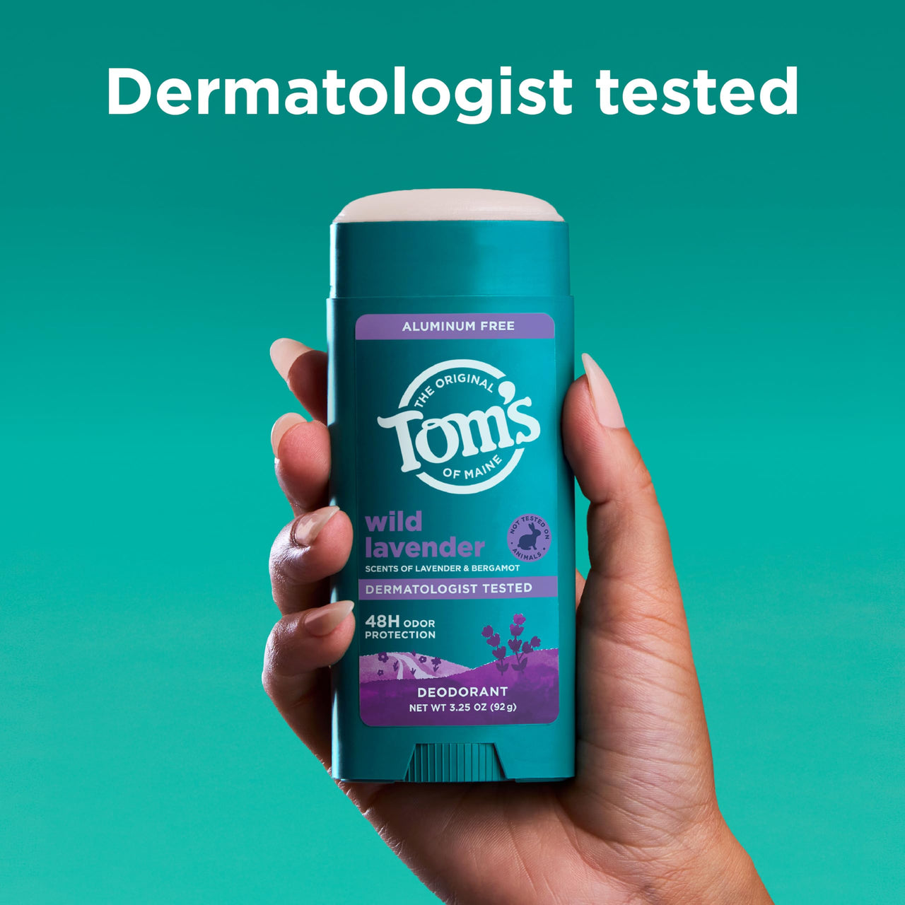 Tom’s of Maine Wild Lavender Natural Deodorant for Men and Women, Aluminum Free, No Artificial Fragrances, Dyes, or Preservatives, Baking Soda Free, 48-Hour Odor Protection, 3.25 oz (2 Pack)