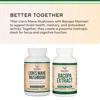Thumbnail for Organic Lions Mane Mushroom Capsules (120 Count), for Focus Support and Immune Health, Third Party Tested and Grown in The USA - by Double Wood
