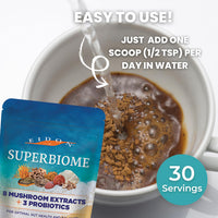 Thumbnail for Eidon SuperBiome, Mushroom Probiotics Powder Blend, Gut Balance, Microbiome Health Supplement with Organic Reishi, Chaga, Lion's Mane, Cordyceps, Turkey Tail, Shitake, Maitake, Phelinus, 30 Servings