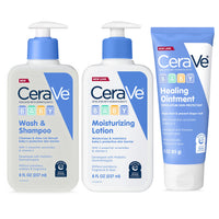 Thumbnail for CeraVe Baby Bath Set, 8oz Wash & Shampoo + 8oz Moisturizing Lotion + 3oz Healing Ointment, Fragrance, Parabens, Phthalates, & Tear Free Baby Bath Essentials