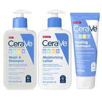 Thumbnail for CeraVe Baby Bath Set, 8oz Wash & Shampoo + 8oz Moisturizing Lotion + 3oz Healing Ointment, Fragrance, Parabens, Phthalates, & Tear Free Baby Bath Essentials