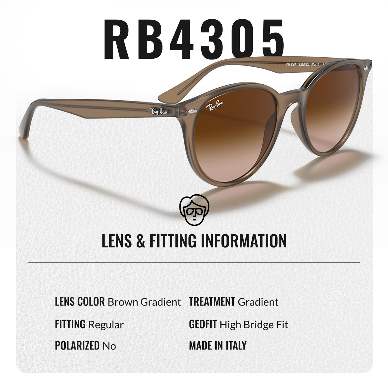 Ray-Ban RB4305 Phantos Shaped Non-Polarized Sunglasses for Men & Women – Includes Official RAYBAN Eyewear Kit – Ideal Formal & Casual Wear Sunglasses – Brown Gradient Lens