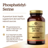 Thumbnail for Solgar Phosphatidyl-Serine 200 mg, 60 Softgels - Premium Brain Health Supplement, Supports a Healthy Mind & Cognitive Function - Gluten Free, Dairy Free - 60 Servings