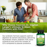 Thumbnail for Swanson Dr. Stephen Langer's Formula - Natural Probiotic w/ Prebiotic FOS - 16-Strain Supplement Promoting Digestive Support w/ 3.2 Billion CFU per Capsule - (60 Veggie Capsules) 4 Pack