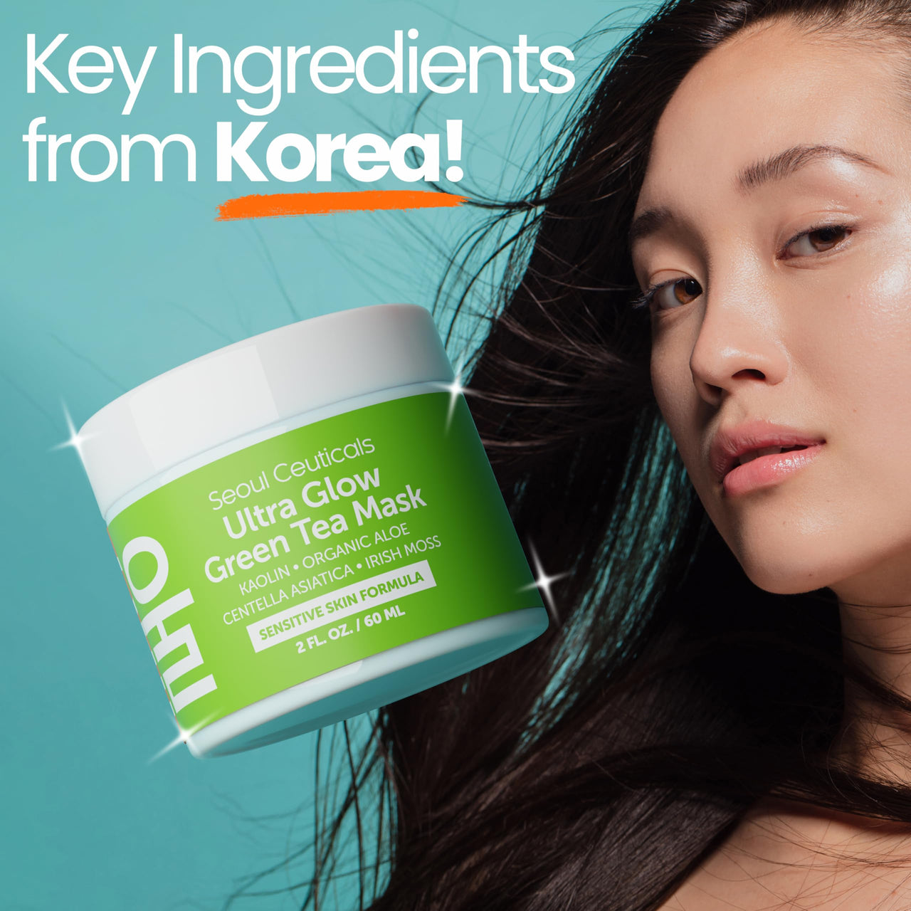 SeoulCeuticals Korean Skin Care Face Mask for Sensitive Skin - Korean Skincare Green Tea Wash Off Masks - K Beauty Face Masks - Aloe Vera Mask + Centella Asiatica Hydrating Facial Spa Mask 2oz