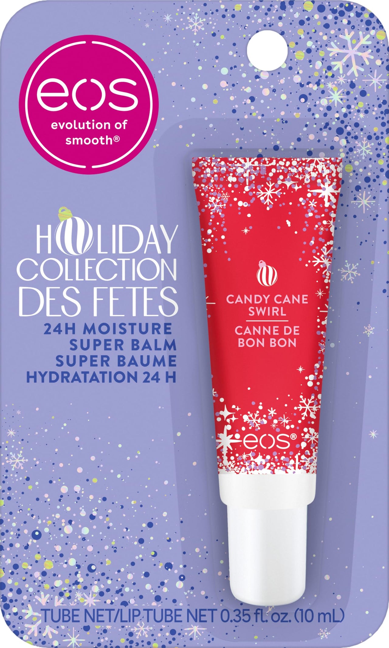eos Holiday 24H Moisture Super Balm, Candy Cane Swirl, Limited Edition, Stocking Stuffers, Holiday Lip Mask, 0.35 fl oz