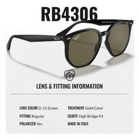 Thumbnail for Ray-Ban RB4306 Polarized Hexagonal Flat Lenses Sunglasses for Men and Women- Timeless Classic Sun Glasses with Modern Elegance - Premium UV Protection - Designer Men's and Women's Sunglasses