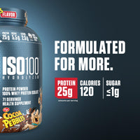 Thumbnail for Dymatize x Cocoa Pebbles ISO100 Whey Protein Powder Isolate, 25g of Protein, 5.5g BCAAs, 120 Cal., Gluten Free, 1g Fat, 1g Sugar, 2g Carb (71 Servings)