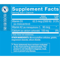 Thumbnail for The Vitamin Shoppe Vitamin D3 K2 2500 IU - Bone Density & Heart Health | D3 + K2 MK-7 | 60 Capsules | Synergistic Formula