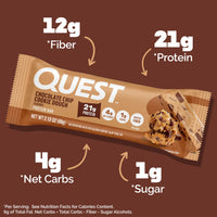 Thumbnail for Quest Nutrition Chocolate Chip Cookie Dough - High Protein, Low Carb, Gluten Free, Keto Friendly, 2.12 Oz, 20 Count (4 Packs of 5)