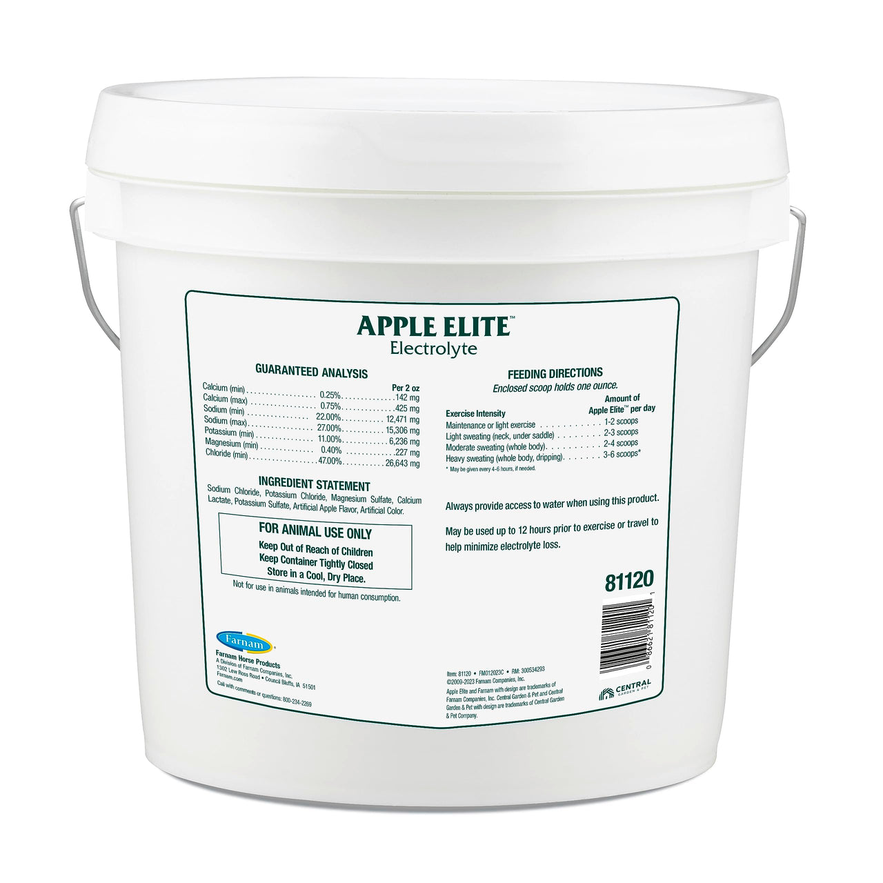 Farnam Apple Elite Horse Electrolytes Powder Supplement, Replaces Vital Minerals, Encourages Hydration, Sugar-Free, Contains Sodium, Potassium, Calcium & Magnesium, Apple Flavored, 5 lb