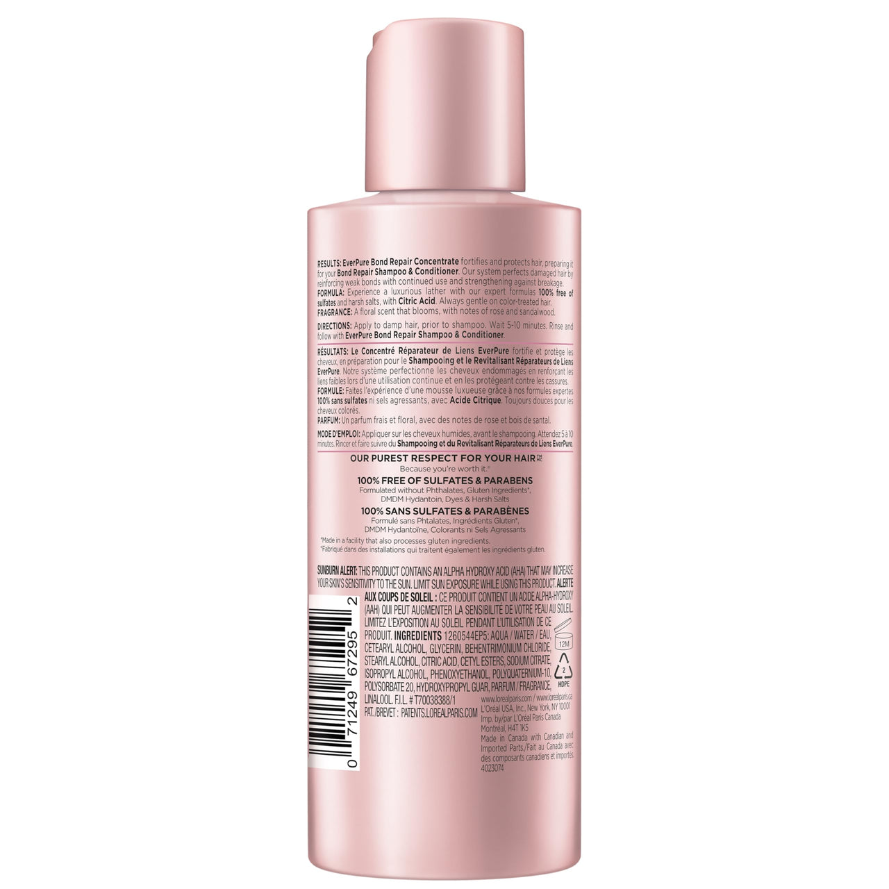 L'Oreal Paris Sulfate Free Bond Repair Pre Shampoo Treatment, Hair Repair for Colored, Bleached or Damaged Hair, EverPure, 5.1 Fl Oz (Packaging May Vary)