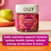 Thumbnail for OLLY Women's Multivitamin Gummy, Vitamins A, D, C, E, Biotin, Folic Acid, Adult Chewable Vitamin, Berry Flavor, 45 Day Supply - 90 Count