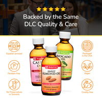Thumbnail for De La Cruz Sweet Almond, Castor and Avocado Oils Bundle - Expeller-Pressed Pure and Natural Oils for Hair and Skin - 3 Bottles - 2 Fl OZ Each