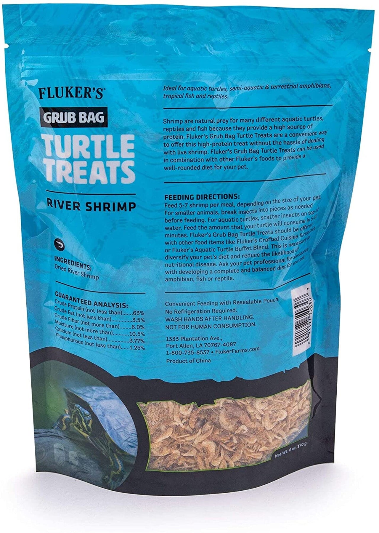 DBDPet Fluker's Grub Bag Turtle Treat - River Shrimp 6oz - Includes Attached Pro-Tip Guide