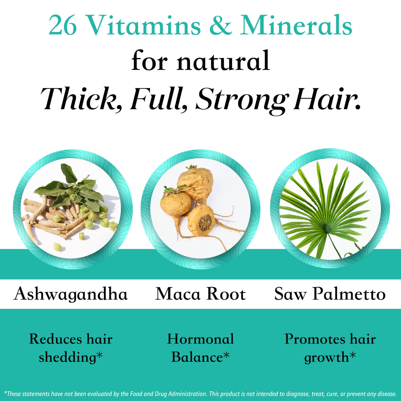 Women's Balance Hair Growth Supplements, Ages 45 and Up, Customer Proven for Visibly Thicker Hair and Scalp Coverage, Soy-Free, Made with 26 Ingredients Including Beta Carotenes - 1 Month Supply