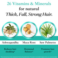Thumbnail for Women's Balance Hair Growth Supplements, Ages 45 and Up, Customer Proven for Visibly Thicker Hair and Scalp Coverage, Soy-Free, Made with 26 Ingredients including Beta Carotenes - 2 Month Supply