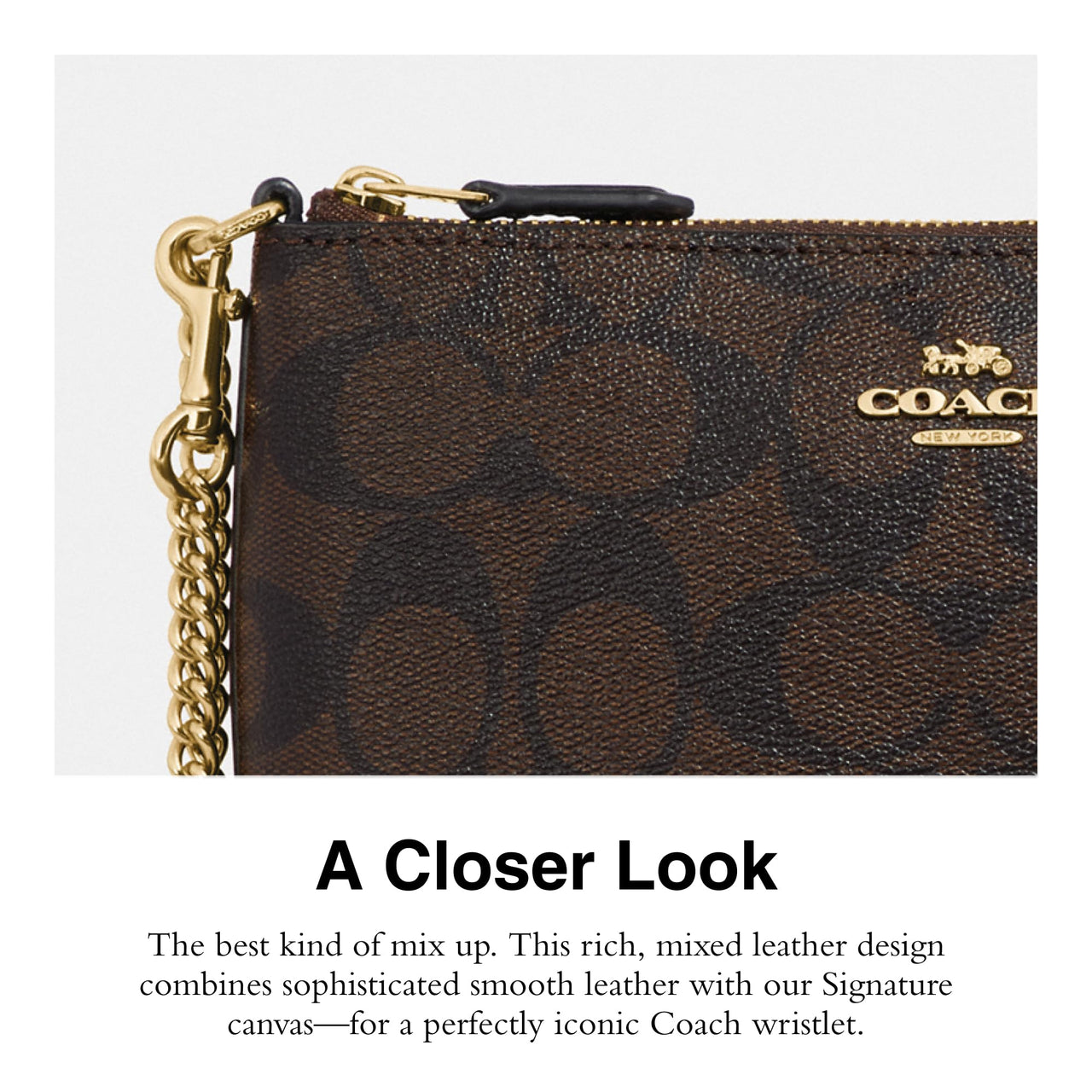 COACH Signature Large Wristlet w Chain