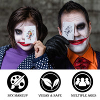Thumbnail for Black White Red Face & Body Paint - Blendable Facepaint Foundation with Sponge & Brush for Skin, Professional Halloween Face Make-up Kit for Zombie Clown Vampire Skeleton Skull Joker Costume