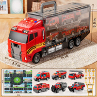 Thumbnail for XINNOVEL Carrier Truck Toddlers Toys for 3 4 5 6 7 Years Old Boys, Toy Truck Transport Car & Die-Cast Car and Play Mat, Fire Toys Birthday Gifts for Kids 3 4 5 6 7 8+ Years Old Boys Girls