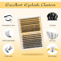 Thumbnail for QUEWEL Lash Clusters Kit, 320 Pcs 30D+40D Lash Cluster Eyelash Extensions 9-16mm Lash Clusters Wispy Kit with Eyelash Clusters Bond and Seal Glue Remover Tweezers (30D+40D Kit)