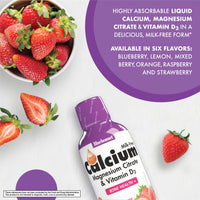 Thumbnail for Bluebonnet Nutrition Liquid Calcium Citrate Calcium Citrate, Magnesium Citrate, Vitamin D3, Bone Health, Gluten Free, Soy Free, Milk Free, Kosher, 32 Servings, Strawberry Flavor, 16 Fl Oz (Pack of 1)