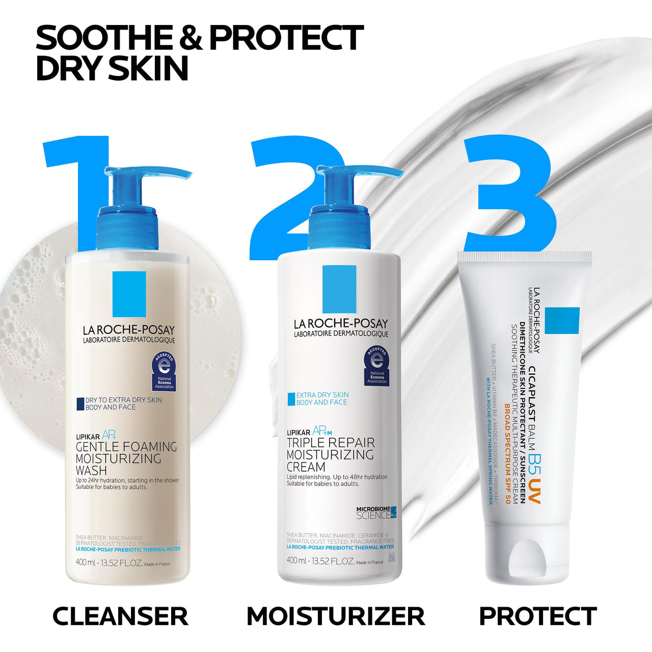 La Roche Posay Cicaplast Balm B5 UV SPF 50, Vitamin B5 + Shea Butter + Tribioma + Madecassoside + Zinc Oxide Sunscreen, Post Treatment Skin Protectant With SPF, Multi-Purpose Cream For Dry Skin