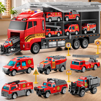Thumbnail for XINNOVEL Carrier Truck Toddlers Toys for 3 4 5 6 7 Years Old Boys, Toy Truck Transport Car & Die-Cast Car and Play Mat, Fire Toys Birthday Gifts for Kids 3 4 5 6 7 8+ Years Old Boys Girls