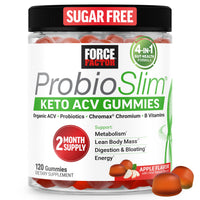 Thumbnail for Force Factor ProbioSlim Keto ACV Gummies, Organic Apple Cider Vinegar Gummies with LactoSpore Probiotics & Prebiotics to Support Digestion, Metabolism, & Immune Health, 1 Net Carb, Apple Flavor, 120ct
