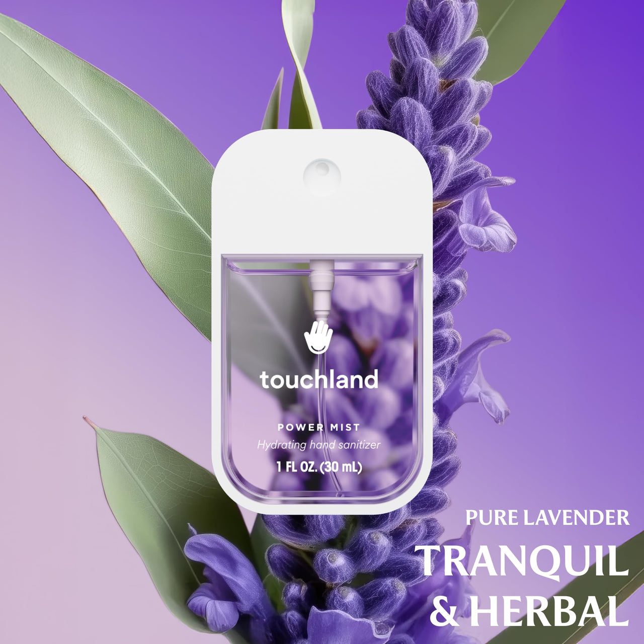 Touchland Hydrating Hand Sanitizer Spray, BLOSSOM 5 Set (Lavender, Vanilla, Rainwater, Peach, Applelicious), 1 FL. OZ. Travel Size Power Mist Sprays (Set of 5)