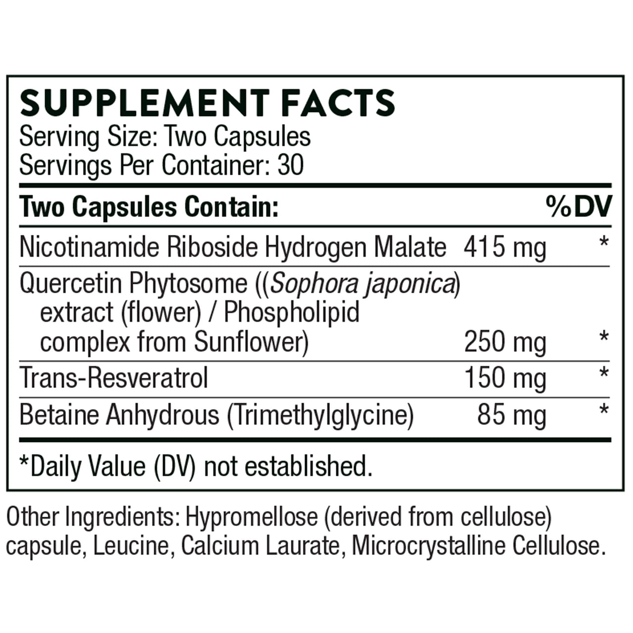 THORNE ResveraCel - Nicotinamide Riboside with Quercetin Phytosome and Resveratrol - Support Healthy Aging, Methylation, Cellular Energy Production and Metabolism* - 60 Capsules - 30 Servings