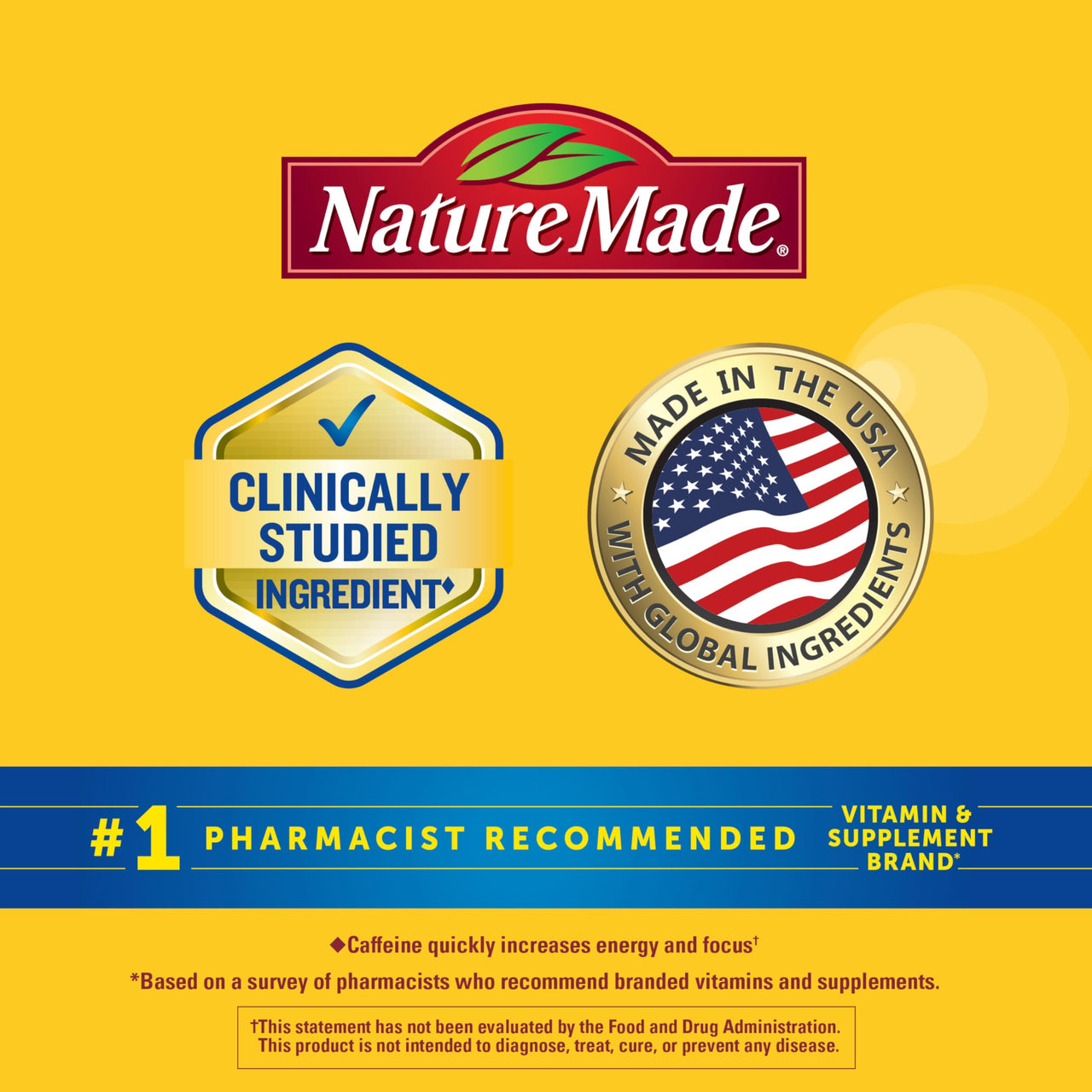 Nature Made Zero Sugar EnergyWell Drink Mix, Caffeine, B Vitamins and Electrolytes Powder, Energy & Hydration Support, 12 Sugar Free Drink Mix Packets, 12 Day Supply