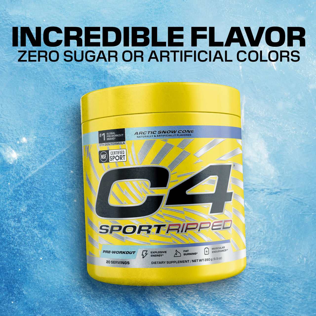 C4 Sport Ripped Pre Workout Powder, 200mg Caffeine, 20 Servings