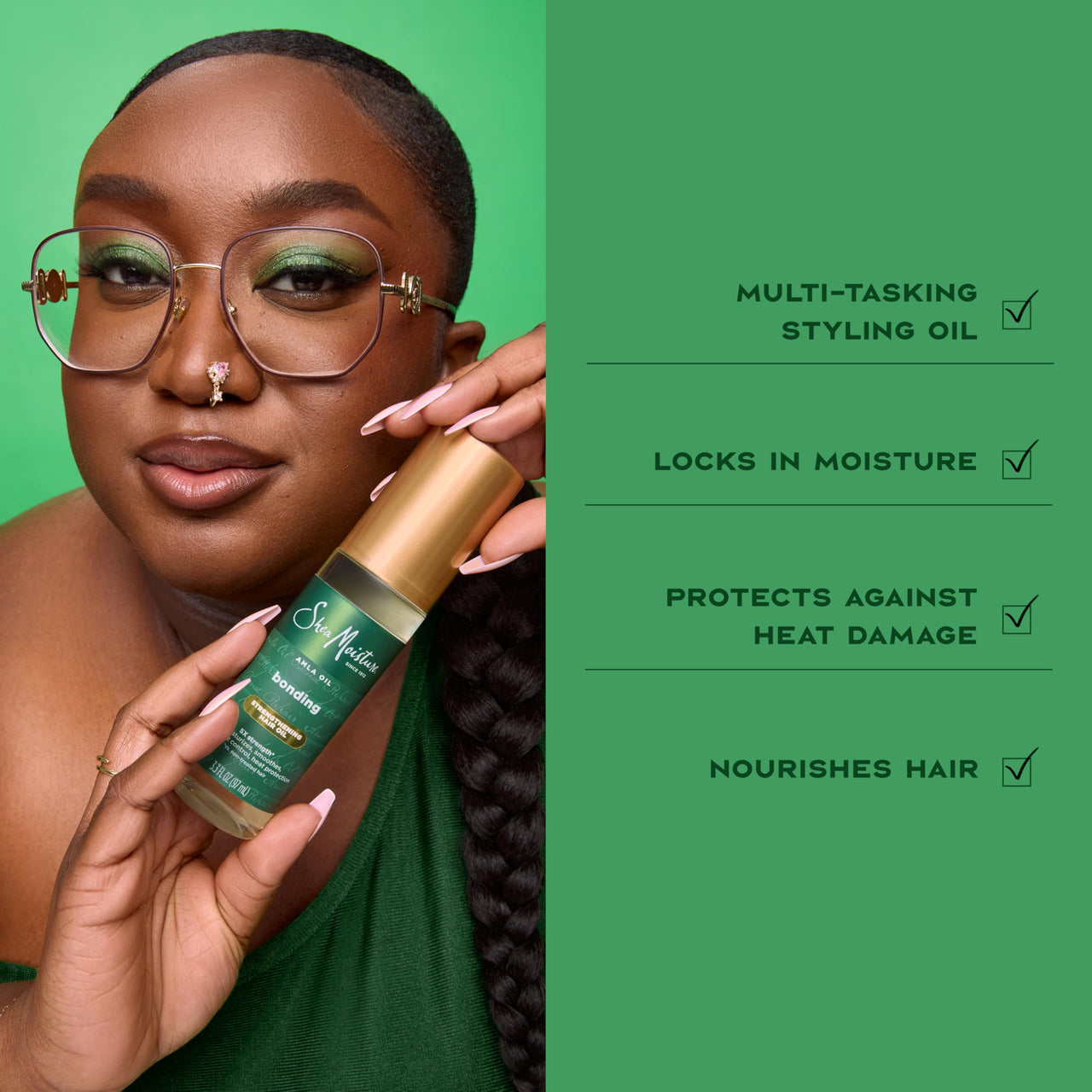 Shea Moisture Bonding Oil Amla Oil To Protect, Strengthen And Smooth Hair With Amla Oil And Fair-Trade Shea Butter With 5X Strength And 24-Hour Frizz & Humidity Control 3.3 Fl Oz