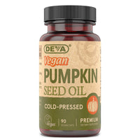 Thumbnail for DEVA Nutrition Vegan Pumpkin Seed Oil 500 mg, Cold-Pressed & Unrefined - 90 Capsules, 1-Pack