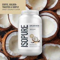 Thumbnail for Isopure Low Carb 100% Pure Whey Isolate Protein Powder, Gluten Free, With Vitamins, Toasted Coconut, 25g Protein Per Serving, 3 Lbs, 42 Servings (Packaging May Vary)
