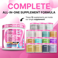 Thumbnail for Creatine for Women | Creatine Monohydrate + BCAA Powder Myo-Inositol Collagen Biotin Hyaluronic Acid Folate L Glutamine Vitamin D3 Iron Zinc D-Chiro-Maca Digestion Shelf Builder by Clean Nutra