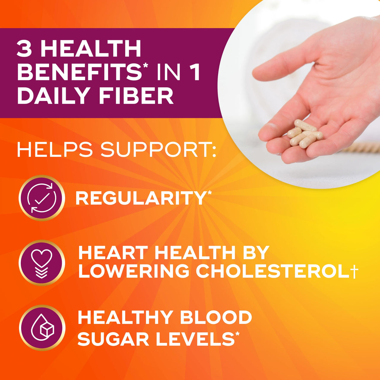 Metamucil, Psyllium Husk Capsules, 300 Capsules, 3-in-1 Fiber Supplement, Daily Psyllium Husk Fiber Capsules Help Support Digestive Health by Promoting Regularity*, Help Supplement Daily Fiber Intake